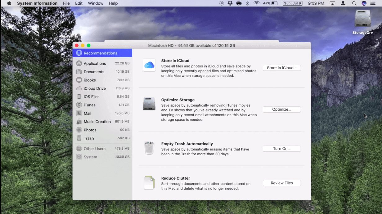 how to free up other space on mac